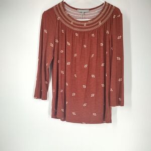 Daniel Rain Women's Long Sleeve Rust Beige Top Size XS